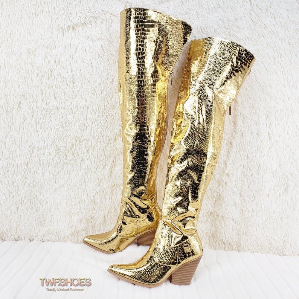 Gold Western Thigh High Boots Restocked_7